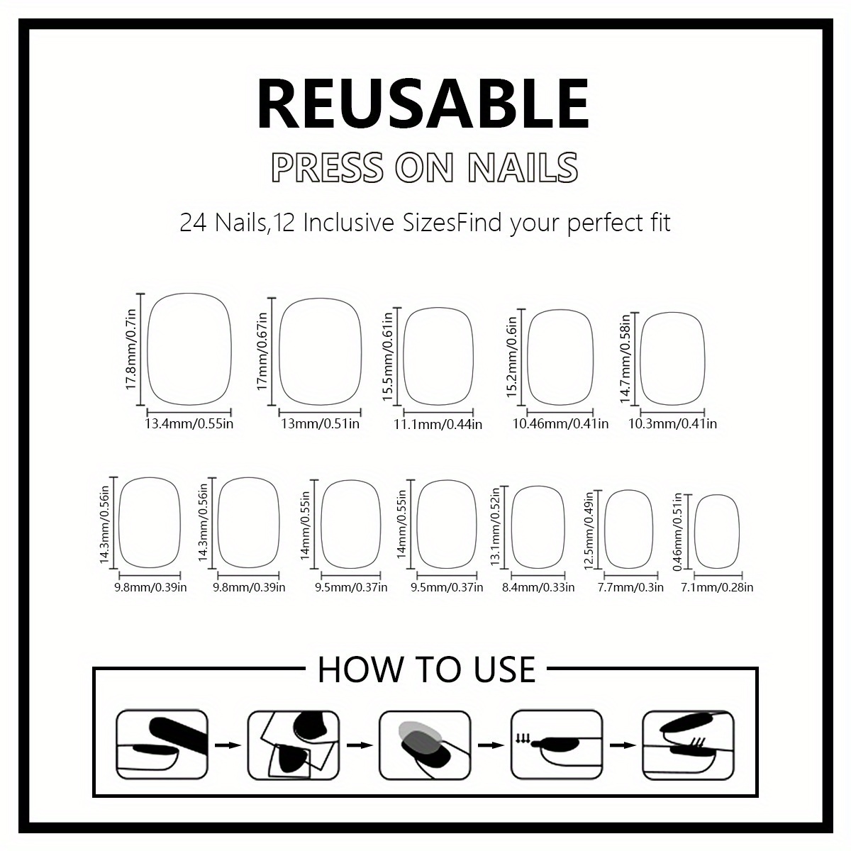 120pcs (5PACK) Pressing Nail Set - Medium Ballet Shape - Image 4