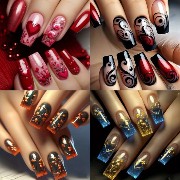 96pcs 4 Set Valentine's Day Luminous Nail Set - Image 2