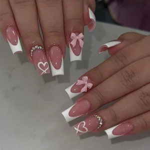 Medium Pink Glitter Sweet and Cute Press-On Nails - Image 6