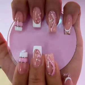 Medium Pink Glitter Sweet and Cute Press-On Nails - Image 13