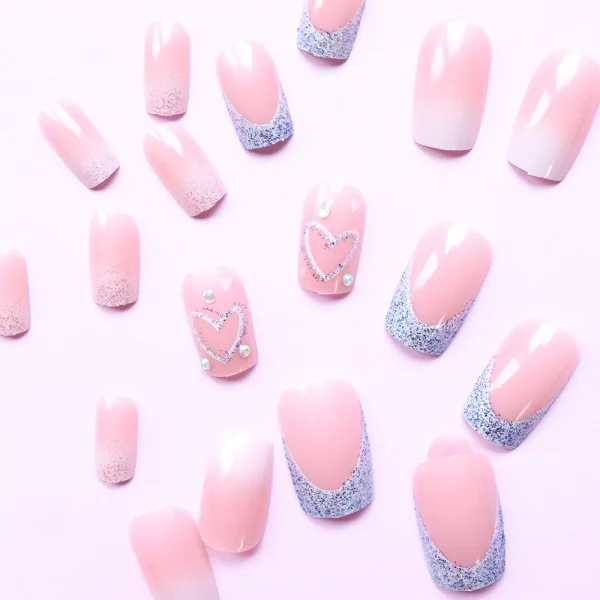 Medium Pink Glitter Sweet and Cute Press-On Nails - Image 3