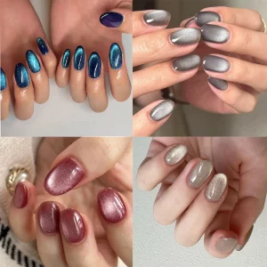 Cat eyes nails red brown green blue grey sparkling - Image 2