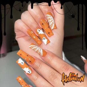 Sweet Cool Halloween Nails Pink Medium Coffin French - Image 16