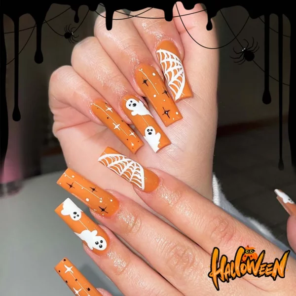 Sweet Cool Halloween Nails Pink Medium Coffin French - Image 16