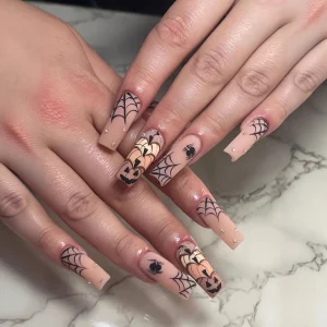 Sweet Cool Halloween Nails Pink Medium Coffin French - Image 8