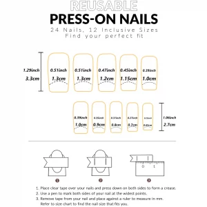 Christmas Long Square Nails, Snowflake Striped Gingerbread - Image 3