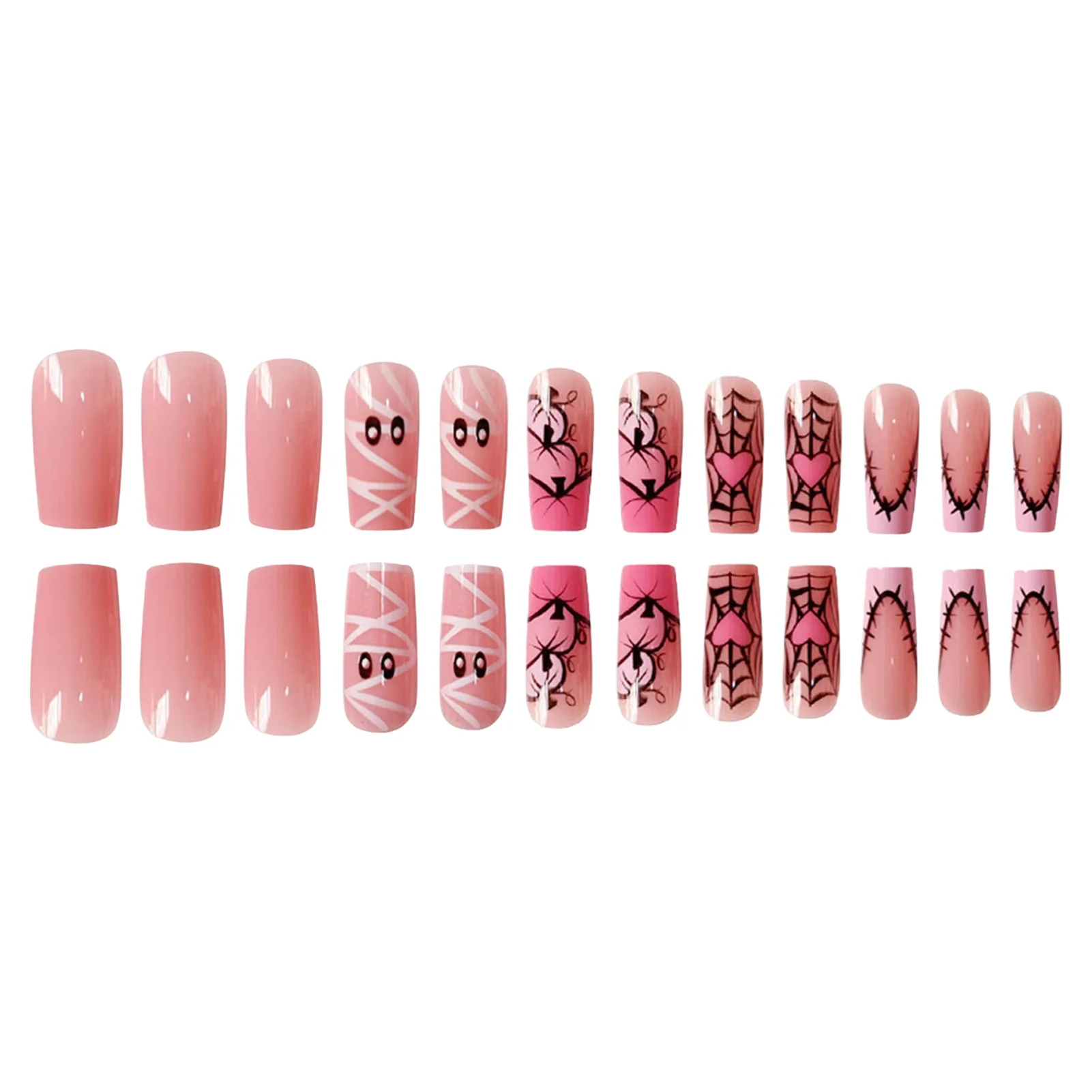 Sweet Cool Halloween Nails Pink Medium Coffin French - Image 3