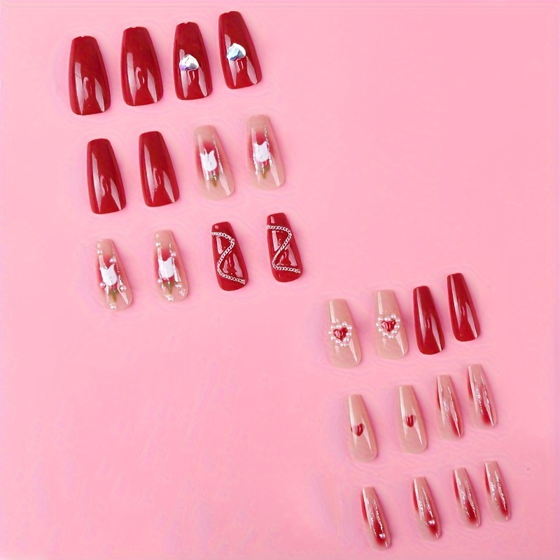 Long Ballet Nail Heart Glitter Rose Metal Chain - Image 3