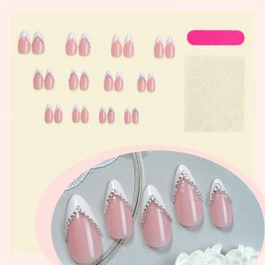 24pcs White V-Shape French Tip Press-On Fake - Image 2