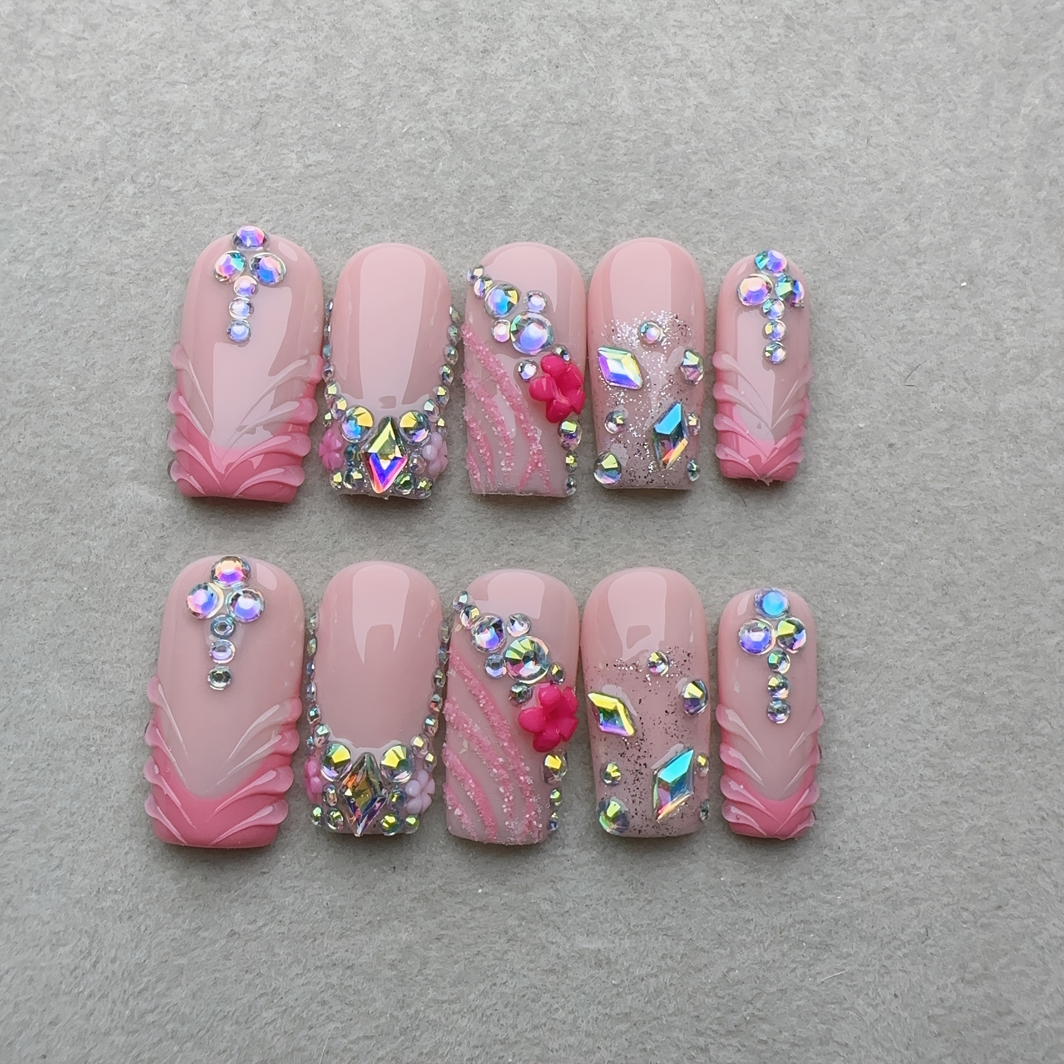 French Sparkling Flower Nail Art - Image 6