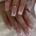 10pcs Nail Tips Square Nude Color, Medium Length, French