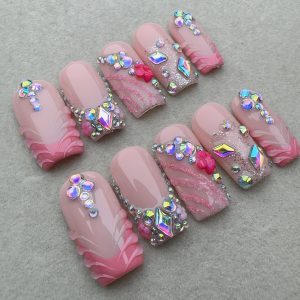 French Sparkling Flower Nail Art - Image 9