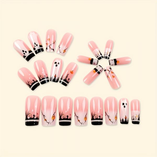 Press-On Nails with Smiling Face Halloween - Image 6