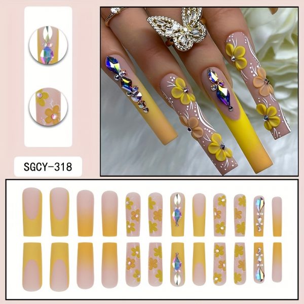 Super Long Square Press-On Nails Set - Image 7