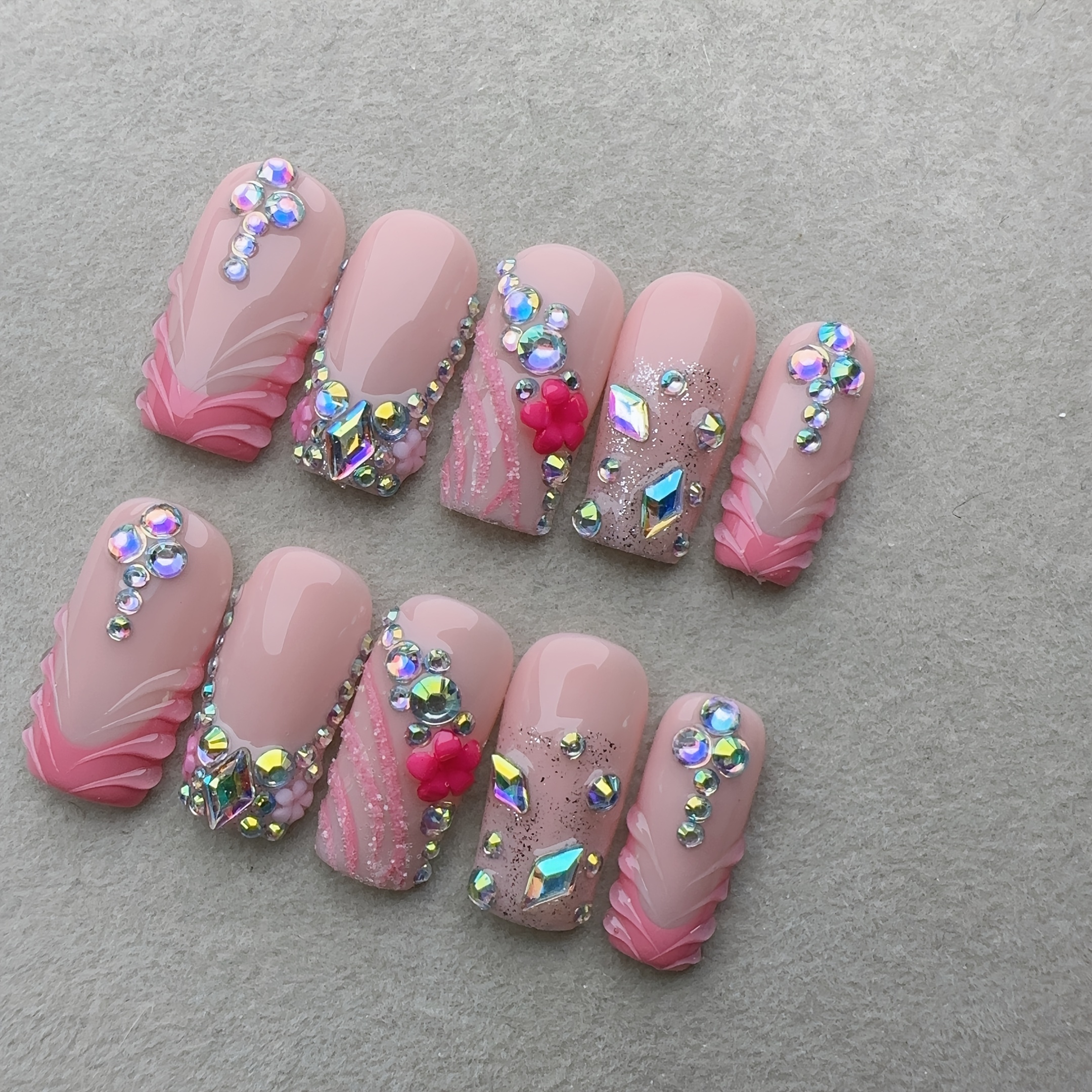 French Sparkling Flower Nail Art - Image 7