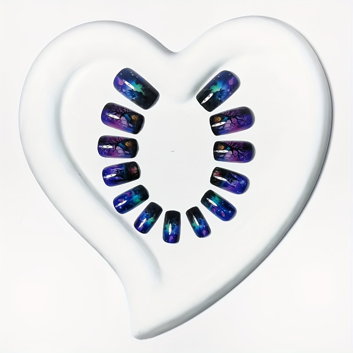 Halloween Press-On Nails Spooky Tree House, Bats, - Image 2