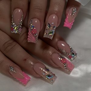 French Sparkling Flower Nail Art - Image 2