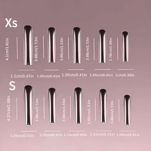 Handmade Champagne Golden Rhinestone Extra-Long Press-On Nails - Image 9