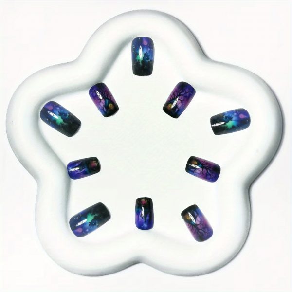 Halloween Press-On Nails Spooky Tree House, Bats, - Image 3