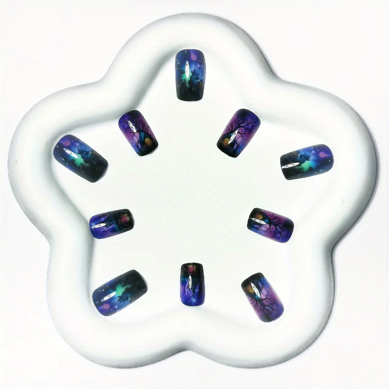 Halloween Press-On Nails Spooky Tree House, Bats, - Image 3