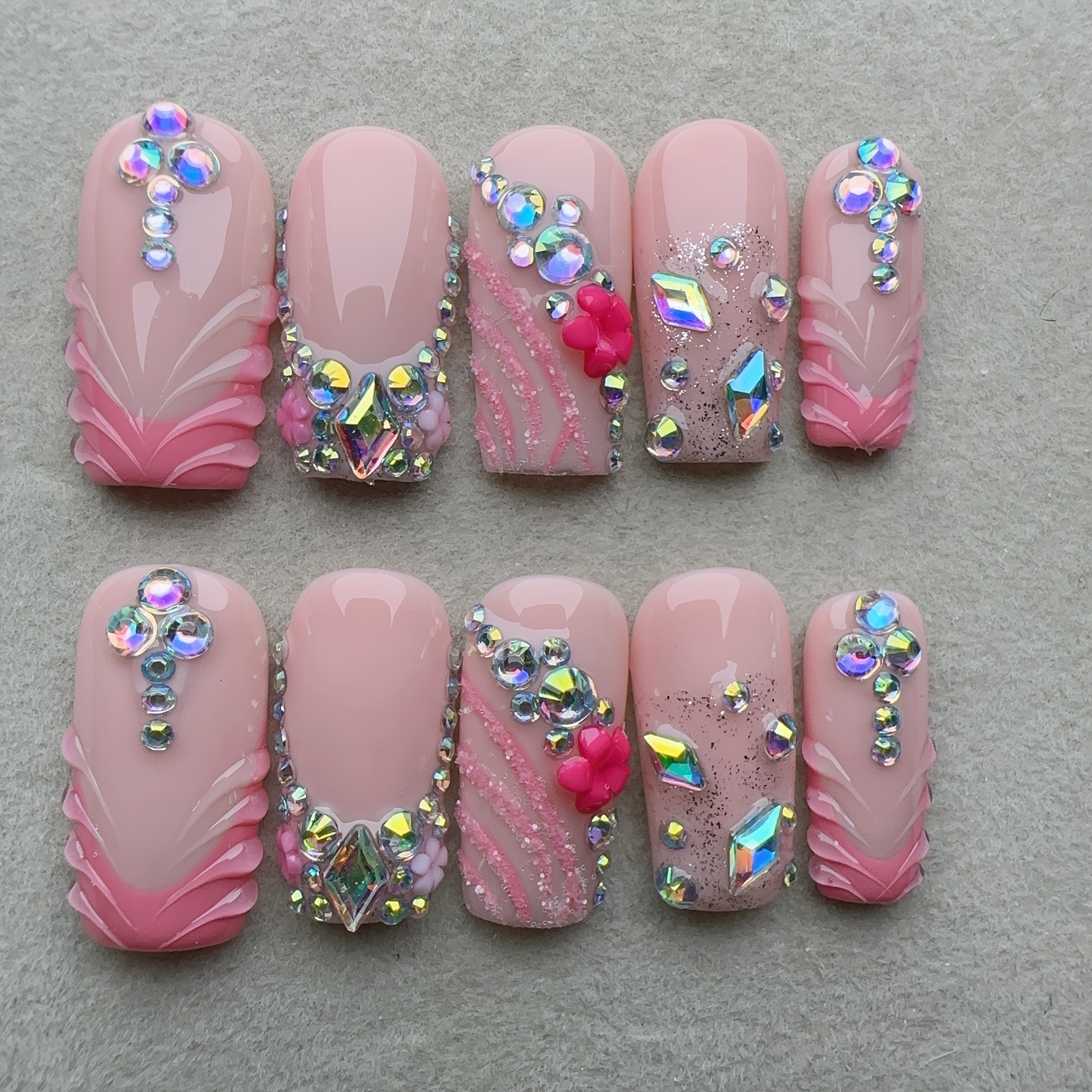 French Sparkling Flower Nail Art - Image 8