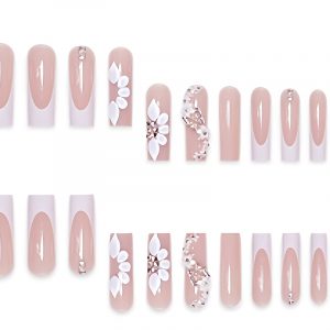 Coffin Shaped Nude Pink & White three-dimensional White Flower - Image 3