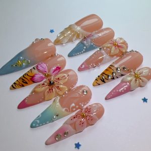Gemstone Nail Art, Ocean Little Flower Dot Glitter Leopard - Image 7