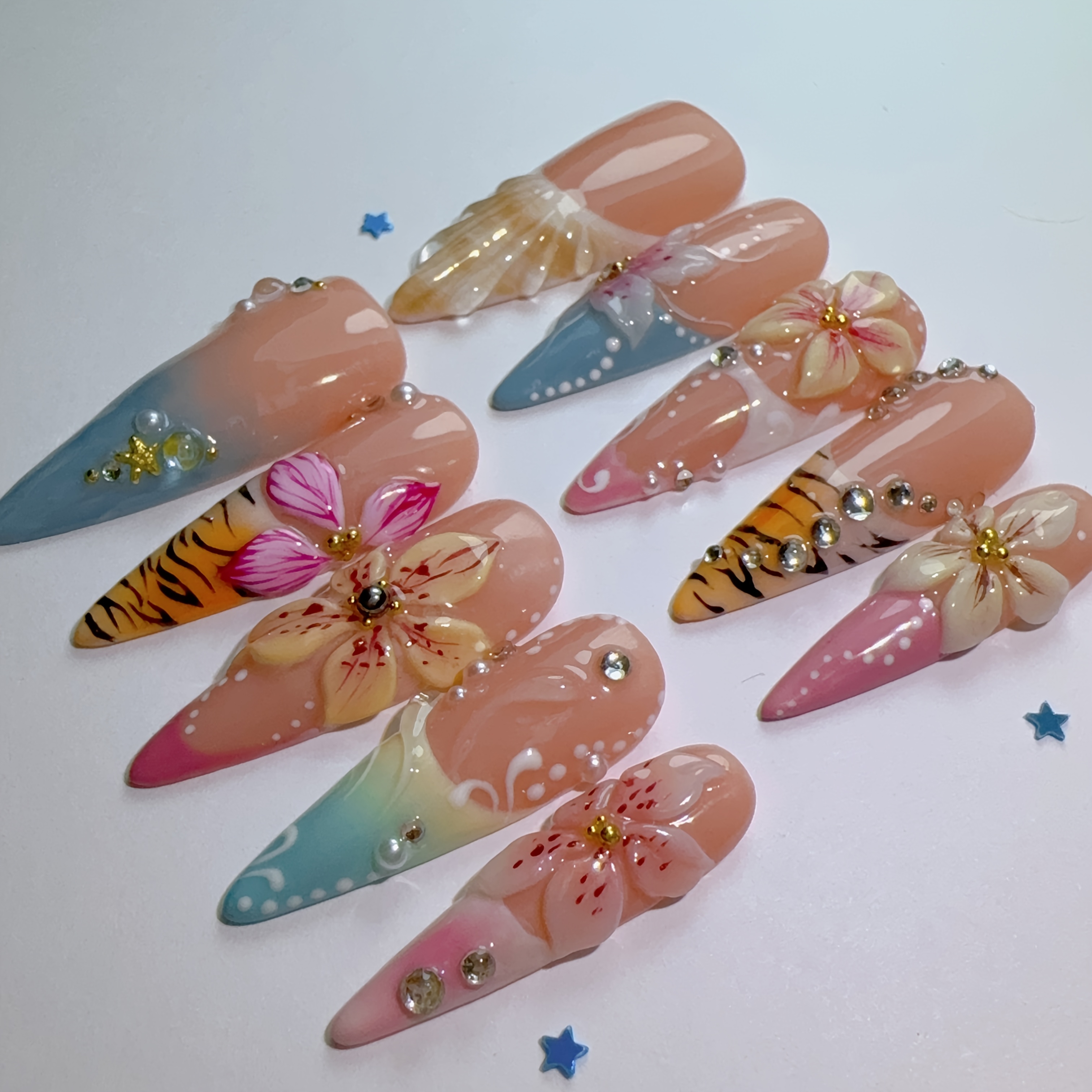 Gemstone Nail Art, Ocean Little Flower Dot Glitter Leopard - Image 7