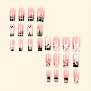 Press-On Nails with Smiling Face Halloween - Image 7
