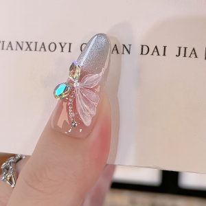 Long Oval Shape 3D Butterfly & Cat Eye Designs, Pearl Accents - Image 8