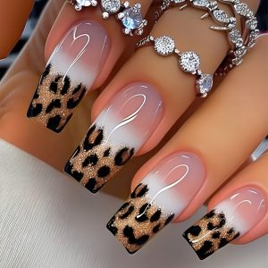 Middle Length Leopard Color block Polka Dot Design - Image 1