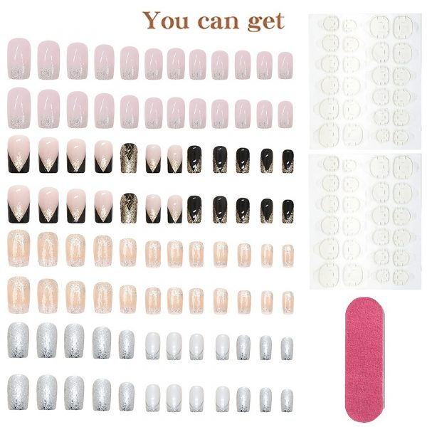 Medium-Length Golden And Silvery Glitter Gradients - Image 6