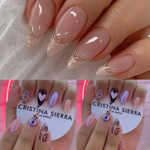 Mystery Leopard French Detachable Gold Trimmed Press on Nails - Image 2