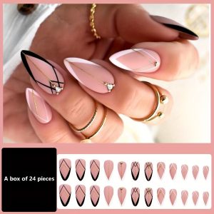 Pink Medium Length Striped Pearlescent Finish - Image 6