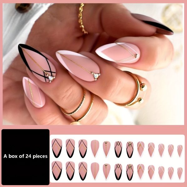 Pink Medium Length Striped Pearlescent Finish - Image 6