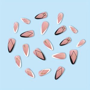 Pink Medium Length Striped Pearlescent Finish - Image 7