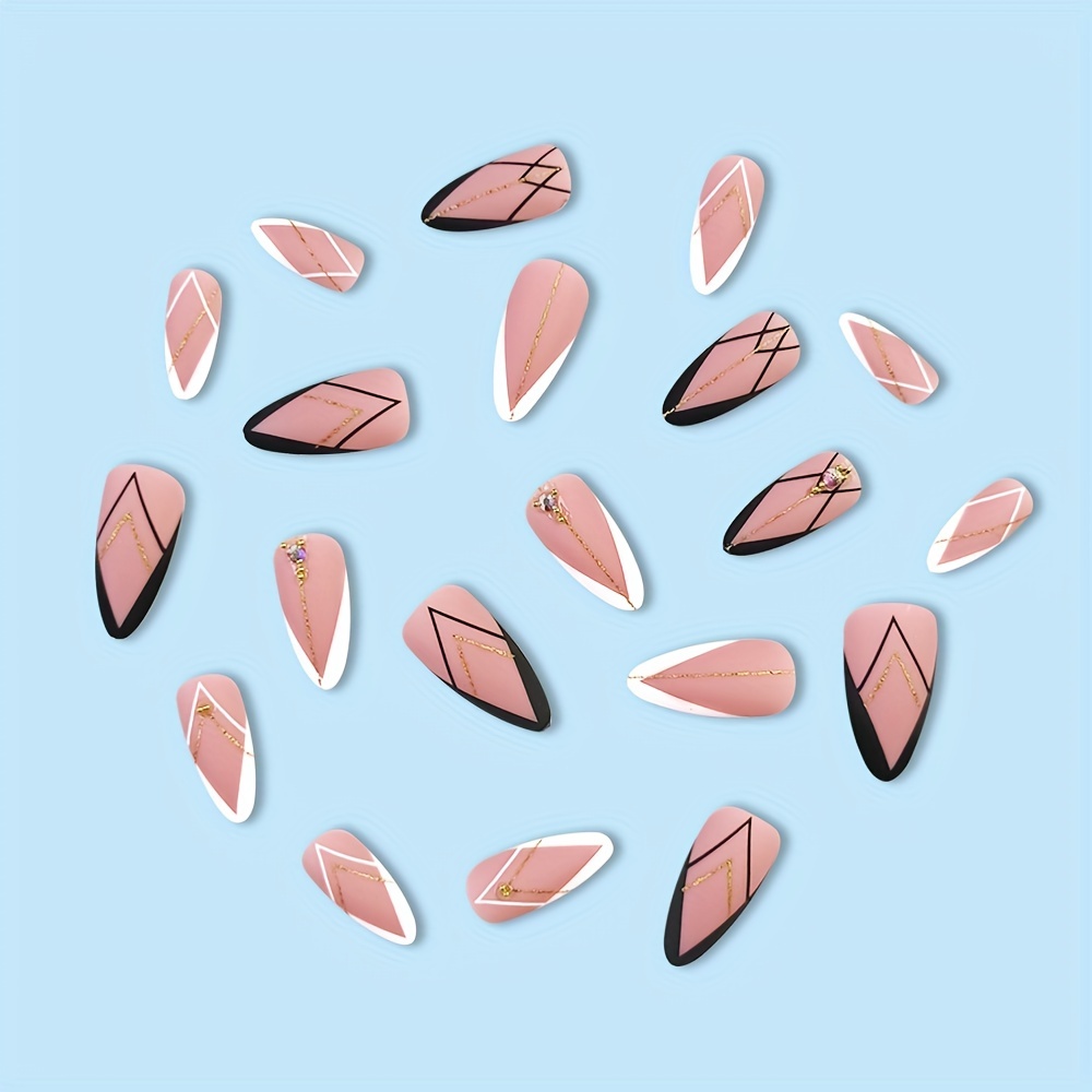 Pink Medium Length Striped Pearlescent Finish - Image 7