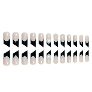 Black French and Glitter Medium Lipstick Shaped - Image 3