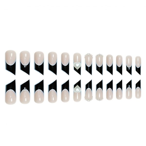 Black French and Glitter Medium Lipstick Shaped - Image 3