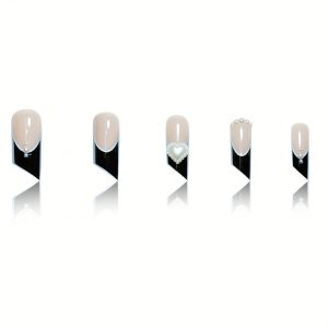 Black French and Glitter Medium Lipstick Shaped - Image 2