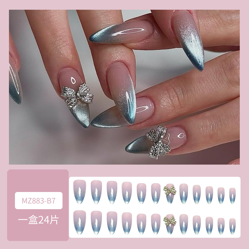 Long French Elegant Teardrop Shape with Glittery Finish - Image 5
