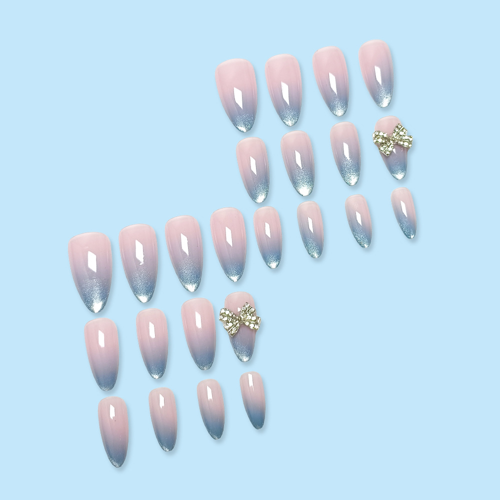 Long French Elegant Teardrop Shape with Glittery Finish - Image 3