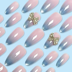 Long French Elegant Teardrop Shape with Glittery Finish - Image 4